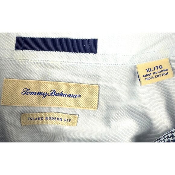 Tommy Bahama Island Modern Fit Plaid Shirt Men XL Blue/White Cotton Long Sleeve - Picture 9 of 12